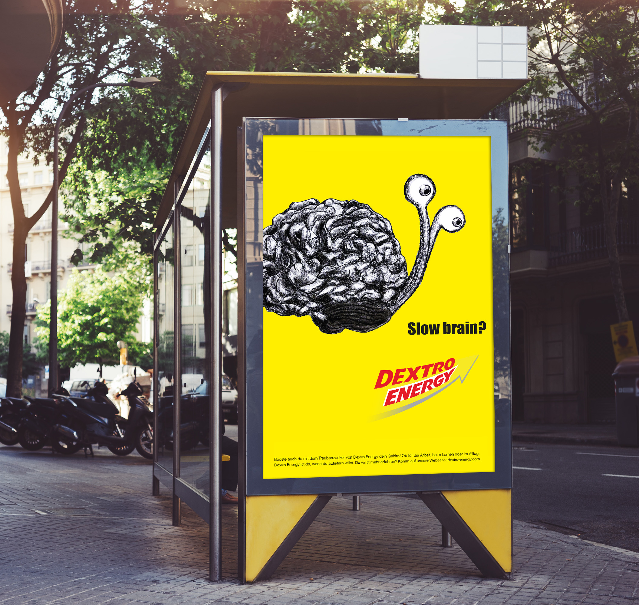 Werbeplakat
Fiktives Werbeplakat für Dextro Energy im Rahmen der Ausbildung, Mischung Analog/Digital (technik: Kohlezeichnung)